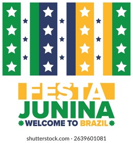 Festa Junina in Brazil. Brazilian festival. Happy holiday. Brazil flag. Carnival and parade. Summer fun party. Vector illustration
