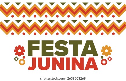 Festa Junina in Brazil. Brazilian festival. Happy holiday. Brazil flag. Carnival and parade. Summer fun party. Vector illustration