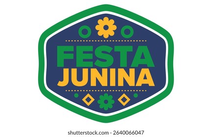 Festa Junina in Brazil. Brazilian festival. Happy holiday. Brazil flag. Carnival and parade. Summer fun party. Vector illustration