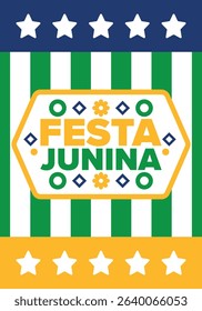 Festa Junina in Brazil. Brazilian festival. Happy holiday. Brazil flag. Carnival and parade. Summer fun party. Vector illustration