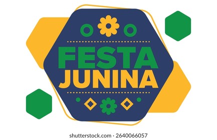 Festa Junina in Brazil. Brazilian festival. Happy holiday. Brazil flag. Carnival and parade. Summer fun party. Vector illustration