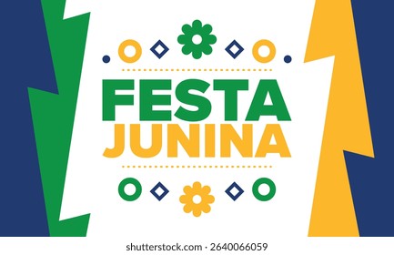 Festa Junina in Brazil. Brazilian festival. Happy holiday. Brazil flag. Carnival and parade. Summer fun party. Vector illustration