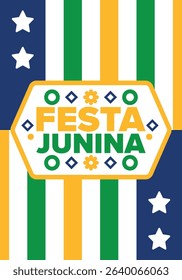 Festa Junina in Brazil. Brazilian festival. Happy holiday. Brazil flag. Carnival and parade. Summer fun party. Vector illustration