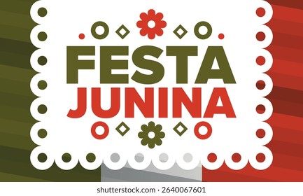 Festa Junina in Brazil. Brazilian festival. Happy holiday. Brazil flag. Carnival and parade. Summer fun party. Vector illustration