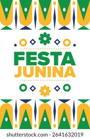 Festa Junina in Brazil. Brazilian festival. Happy holiday. Brazil flag. Carnival and parade. Summer fun party. Vector illustration