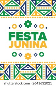 Festa Junina in Brazil. Brazilian festival. Happy holiday. Brazil flag. Carnival and parade. Summer fun party. Vector illustration