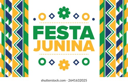 Festa Junina in Brazil. Brazilian festival. Happy holiday. Brazil flag. Carnival and parade. Summer fun party. Vector illustration