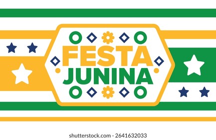 Festa Junina in Brazil. Brazilian festival. Happy holiday. Brazil flag. Carnival and parade. Summer fun party. Vector illustration