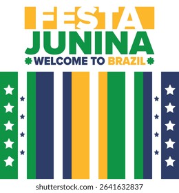 Festa Junina in Brazil. Brazilian festival. Happy holiday. Brazil flag. Carnival and parade. Summer fun party. Vector illustration