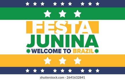 Festa Junina in Brazil. Brazilian festival. Happy holiday. Brazil flag. Carnival and parade. Summer fun party. Vector illustration