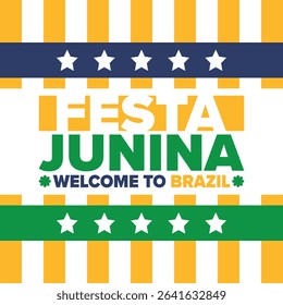 Festa Junina in Brazil. Brazilian festival. Happy holiday. Brazil flag. Carnival and parade. Summer fun party. Vector illustration