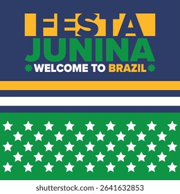 Festa Junina in Brazil. Brazilian festival. Happy holiday. Brazil flag. Carnival and parade. Summer fun party. Vector illustration