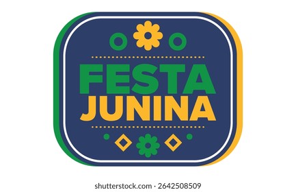 Festa Junina no Brasil. Festival brasileiro. Feliz feriado. Bandeira do Brasil. Carnaval e desfile. Festa divertida de verão. Ilustração vetorial