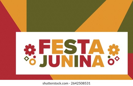 Festa Junina no Brasil. Festival brasileiro. Feliz feriado. Bandeira do Brasil. Carnaval e desfile. Festa divertida de verão. Ilustração vetorial