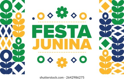 Festa Junina in Brazil. Brazilian festival. Happy holiday. Brazil flag. Carnival and parade. Summer fun party. Vector illustration