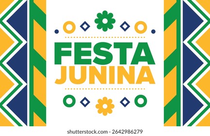 Festa Junina in Brazil. Brazilian festival. Happy holiday. Brazil flag. Carnival and parade. Summer fun party. Vector illustration