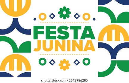 Festa Junina in Brazil. Brazilian festival. Happy holiday. Brazil flag. Carnival and parade. Summer fun party. Vector illustration