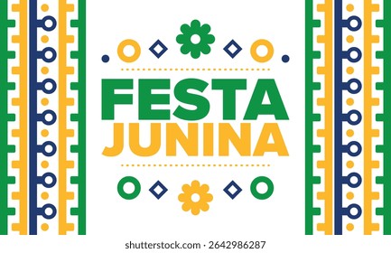 Festa Junina in Brazil. Brazilian festival. Happy holiday. Brazil flag. Carnival and parade. Summer fun party. Vector illustration