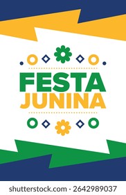 Festa Junina in Brazil. Brazilian festival. Happy holiday. Brazil flag. Carnival and parade. Summer fun party. Vector illustration