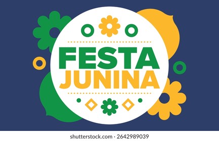 Festa Junina in Brazil. Brazilian festival. Happy holiday. Brazil flag. Carnival and parade. Summer fun party. Vector illustration
