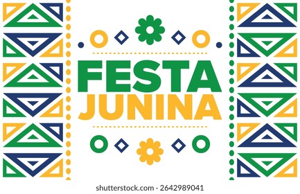 Festa Junina in Brazil. Brazilian festival. Happy holiday. Brazil flag. Carnival and parade. Summer fun party. Vector illustration