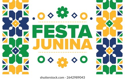 Festa Junina in Brazil. Brazilian festival. Happy holiday. Brazil flag. Carnival and parade. Summer fun party. Vector illustration