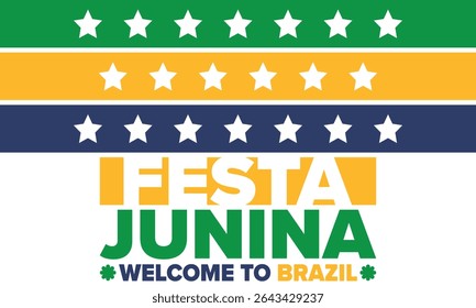 Festa Junina in Brazil. Brazilian festival. Happy holiday. Brazil flag. Carnival and parade. Summer fun party. Vector illustration