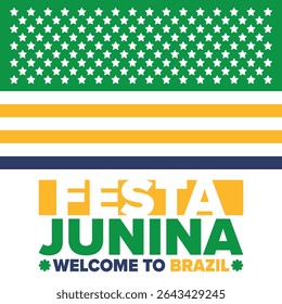 Festa Junina in Brazil. Brazilian festival. Happy holiday. Brazil flag. Carnival and parade. Summer fun party. Vector illustration