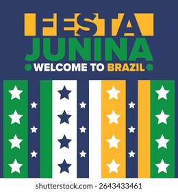 Festa Junina in Brazil. Brazilian festival. Happy holiday. Brazil flag. Carnival and parade. Summer fun party. Vector illustration