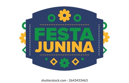 Festa Junina in Brazil. Brazilian festival. Happy holiday. Brazil flag. Carnival and parade. Summer fun party. Vector illustration