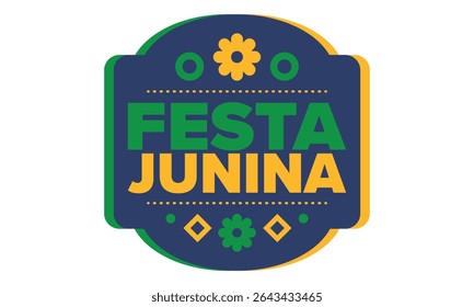 Festa Junina in Brazil. Brazilian festival. Happy holiday. Brazil flag. Carnival and parade. Summer fun party. Vector illustration