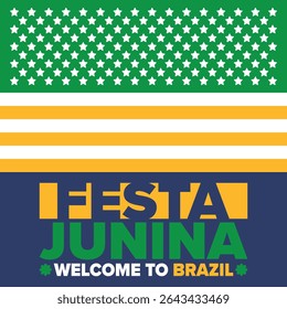 Festa Junina in Brazil. Brazilian festival. Happy holiday. Brazil flag. Carnival and parade. Summer fun party. Vector illustration