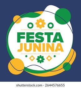 Festa Junina no Brasil. Festival brasileiro. Feliz feriado. Bandeira do Brasil. Carnaval e desfile. Festa divertida de verão. Ilustração vetorial