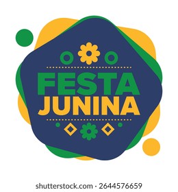 Festa Junina no Brasil. Festival brasileiro. Feliz feriado. Bandeira do Brasil. Carnaval e desfile. Festa divertida de verão. Ilustração vetorial