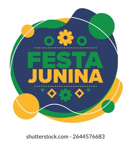 Festa Junina no Brasil. Festival brasileiro. Feliz feriado. Bandeira do Brasil. Carnaval e desfile. Festa divertida de verão. Ilustração vetorial