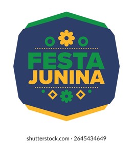 Festa Junina no Brasil. Festival brasileiro. Feliz feriado. Bandeira do Brasil. Carnaval e desfile. Festa divertida de verão. Ilustração vetorial