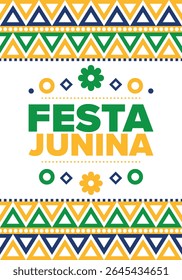 Festa Junina in Brazil. Brazilian festival. Happy holiday. Brazil flag. Carnival and parade. Summer fun party. Vector illustration