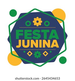 Festa Junina no Brasil. Festival brasileiro. Feliz feriado. Bandeira do Brasil. Carnaval e desfile. Festa divertida de verão. Ilustração vetorial