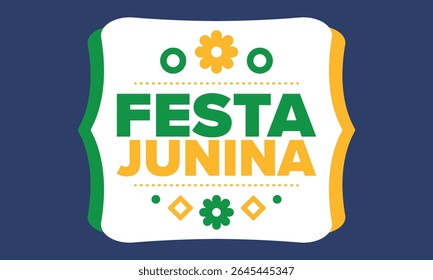 Festa Junina no Brasil. Festival brasileiro. Feliz feriado. Bandeira do Brasil. Carnaval e desfile. Festa divertida de verão. Ilustração vetorial
