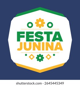 Festa Junina no Brasil. Festival brasileiro. Feliz feriado. Bandeira do Brasil. Carnaval e desfile. Festa divertida de verão. Ilustração vetorial