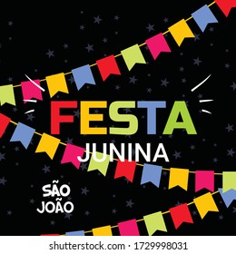 Festa Junina Brazil Festival. Folklore holiday. Festival fire. Vector illustration. Festa Junina - June party.