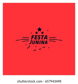 Festa Junina Brazil Festival. Folklore holiday. Festival fire. Vector illustration. Festa Junina - June party. Red background