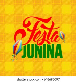 Festa Junina Brazil holiday design with traditional decorations. Vector illustration.