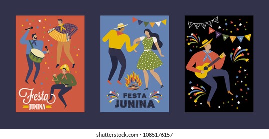 Festa Junina Brazil June Festival. Vector templates. Design element for card, poster, banner, and other use.