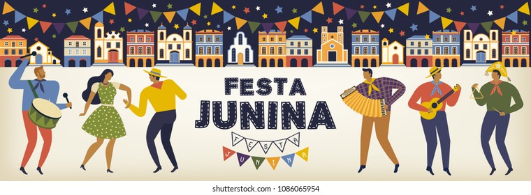 Festa Junina Brazil June Festival. Vector templates. Design element for card, banner and other use.