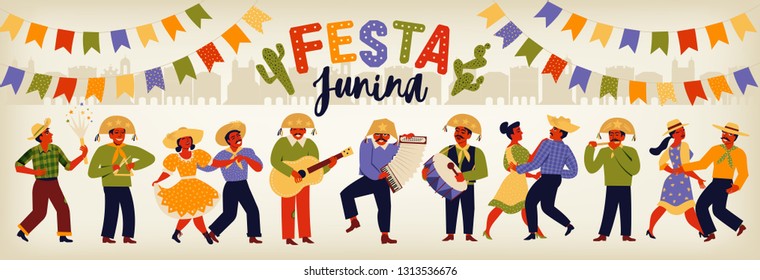 Festa Junina Brazil June Festival. Vector templates. Design element for card, banner and other use.