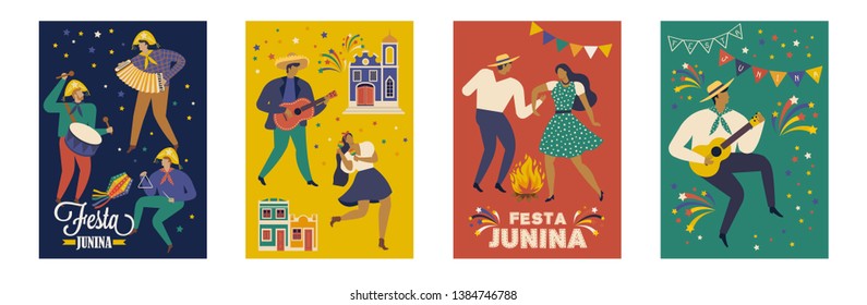 Festa Junina Brazil June Festival. Vector templates. Design element for poster, card, banner and other use.