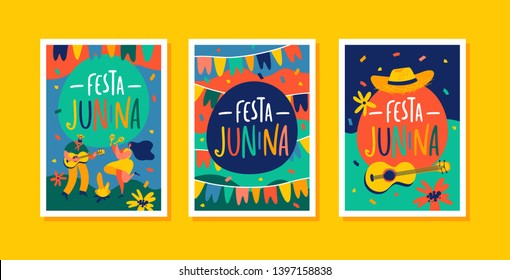 Festa Junina Brazil June Festival. Brazil June festival design templates for greeting card, invitation or holiday poster.