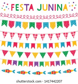 Festa Junina, Brazil June party, vector banners set