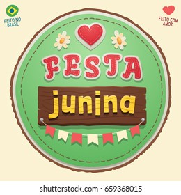 Festa Junina - Brazilian June Party cute Logo - Made in Brazil - Made with love - Vector cartoon for june party themes.